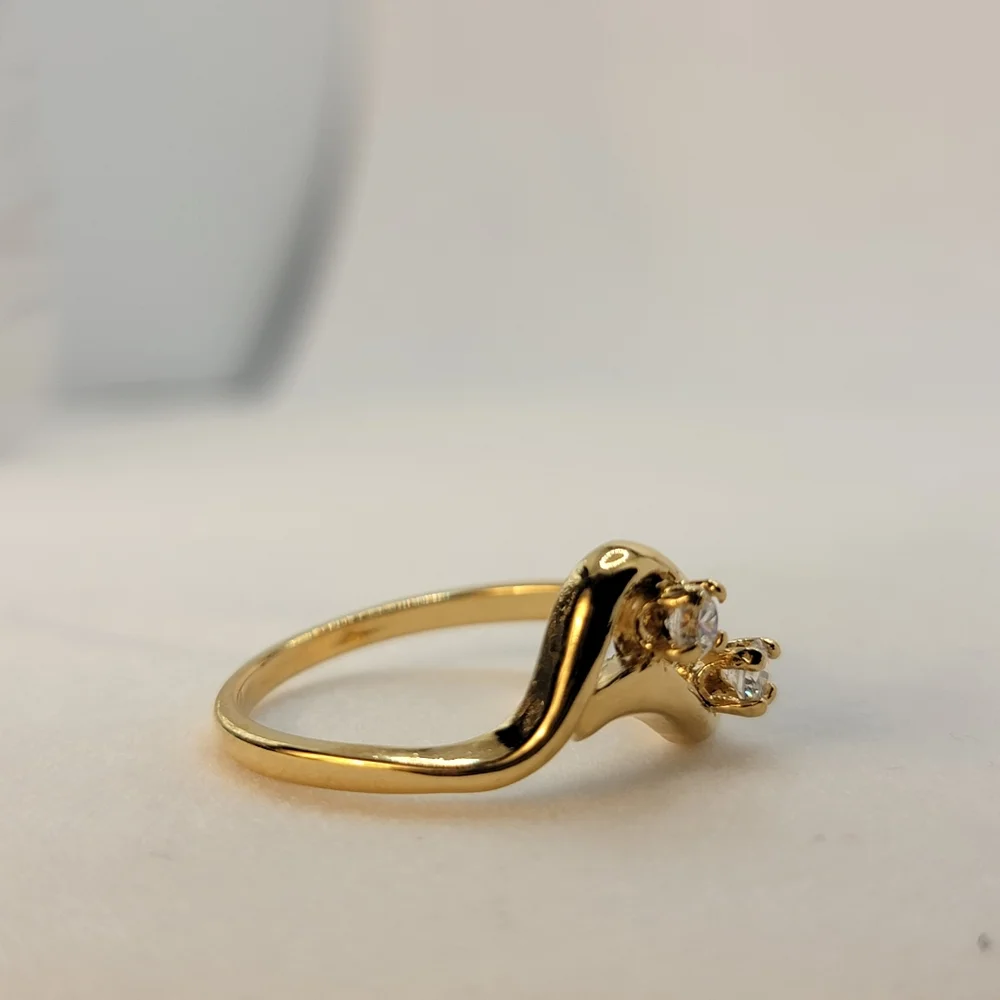 Vintage Ring Signed COP 92 Gold Plated CZ Diamonds Size 9 Castings on Parade